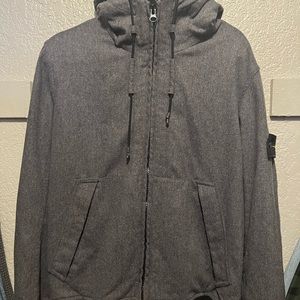 Stone Island Jacket MÉLANGE WOOL POLY Sz L Gray 100% Authentic